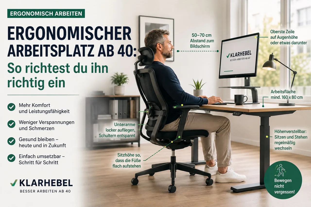 Ergonomischer Arbeitsplatz ab 40 – richtig eingerichteter Büroarbeitsplatz