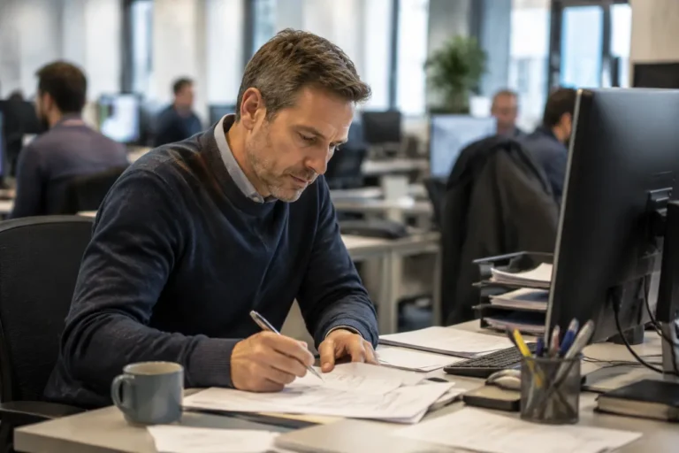 Konzentrierte Analysearbeit in einem normalen Büro